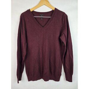 Worthington Womens Sweater Size Large Burgundy V-Neck Long Sleeve Knit Top